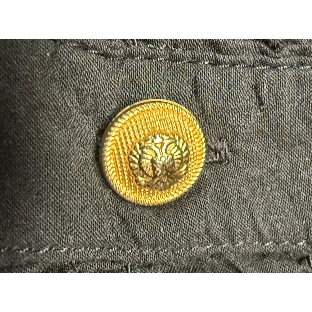 J.Crew Black Smocked Button Down Shirt Gold Crest Buttons Size Medium - Picture 9 of 10